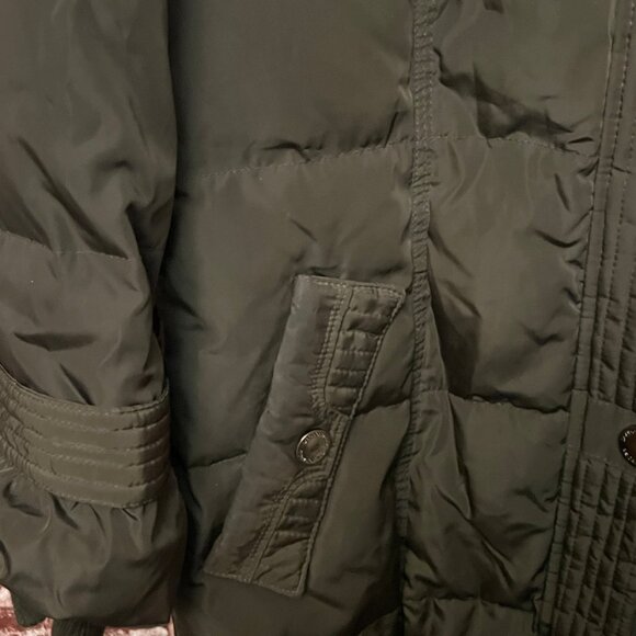 London Fog Olive Green Down Alternative Parka with Faux Fur Trim Hood - Picture 7 of 12